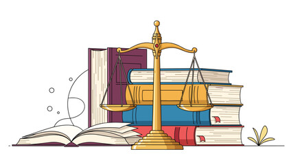 Understanding legal principles and the foundation of justice through books and scales