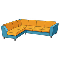 Creative Vector Style Sectional Sofa on White Background