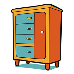 Creative Vector Style Shoe Cabinet on White Background