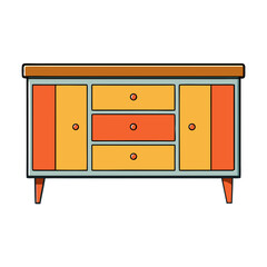 Creative Vector Style Sideboard on White Background