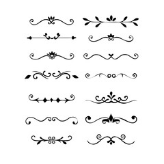 Decorative simple divider. Text dividers retro minimal line separators,  Vector isolated geometric wedding card heart separator elements set. Text dividers. . Hand drawn vector illustration. 
