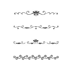 Decorative simple divider. Text dividers retro minimal line separators,  Vector isolated geometric wedding card heart separator elements set. Text dividers. . Hand drawn vector illustration. 
