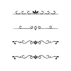 Obraz premium Decorative simple divider. Text dividers retro minimal line separators, Vector isolated geometric wedding card heart separator elements set. Text dividers. . Hand drawn vector illustration. 