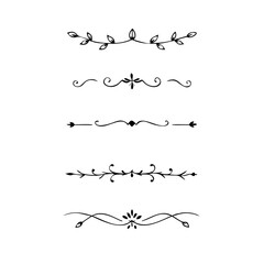Decorative simple divider. Text dividers retro minimal line separators,  Vector isolated geometric wedding card heart separator elements set. Text dividers. . Hand drawn vector illustration. 
