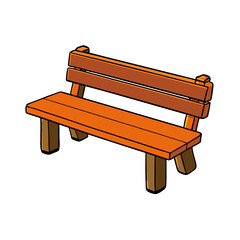 Creative Vector Style Wooden Bench on White Background