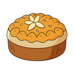 Creative Vector Style Almond Cake on White Background