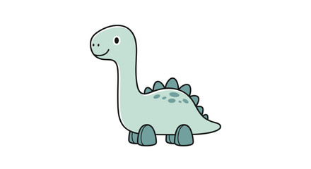 Obraz premium Cute cartoon dinosaur with gentle expression and light green color perfect for children's designs