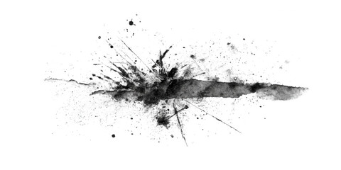 Black ink splash isolated on transparent background