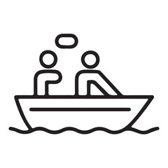 Vector art of two people enjoy a peaceful boat ride on the water