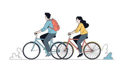 Obraz premium Couple enjoying a bicycle ride together on a sunny day exploring nature