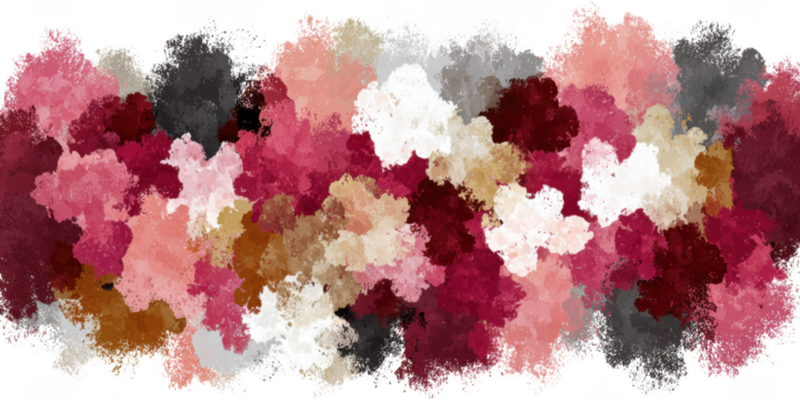 Abstract floral pattern with pink, red, and gold colors - Powered by Adobe