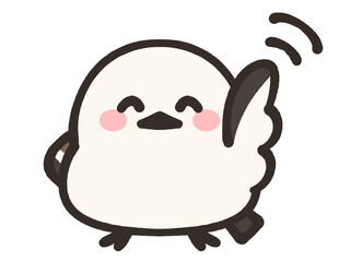 手を振るゆるいシマエナガのイラスト素材