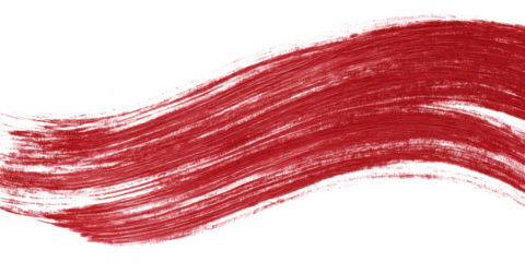 A bold red brushstroke isolated on transparent background