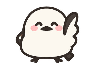 手を振るゆるいシマエナガのイラスト素材