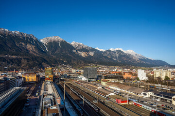 Aerial view of Innsbruck and the alps