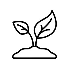 Plant sprouting from soil with two green leaves in minimal style  