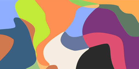 Fun colorful abstract background in doodle style. Simple playful design with hand drawn overlay shapes