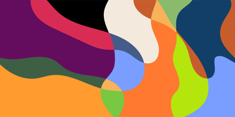 Fun colorful abstract background in doodle style. Simple playful design with hand drawn overlay shapes