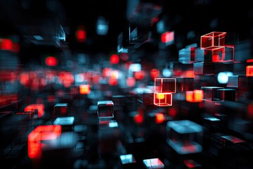 Abstract digital cubes in motion