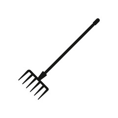 Simple black silhouette of a garden rake