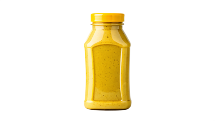 A bottle of vibrant yellow mustard, isolated on transparent background, ready to add flavor to your favorite dishes
