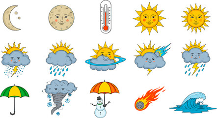 Weather Wonders: Colorful Illustrations of Sun, Moon, Clouds, Rain, and Natural Phenomena