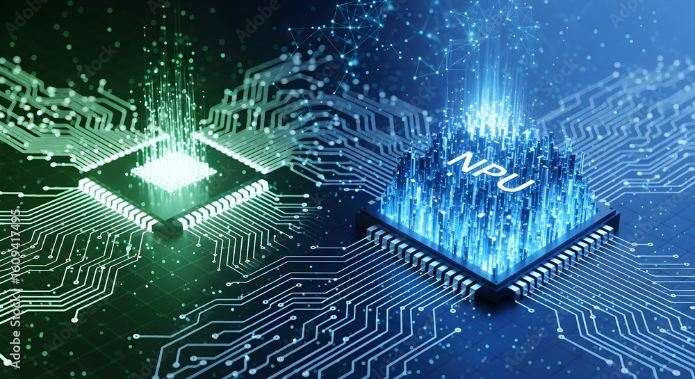 Aufkleber futuristic neural processing unit (npu) concept. represents advanced technology, artificial intellig