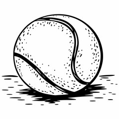 hand drawn vector illustration of a tennis ball
