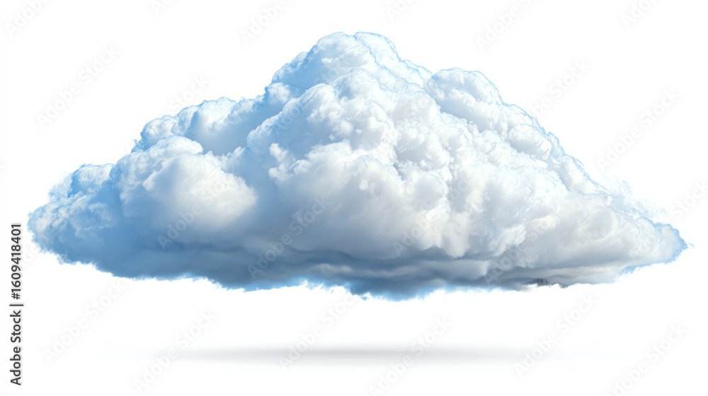 Aufkleber fluffy white cloud floating against a clear sky, showing soft textures and subtle shading with a lig