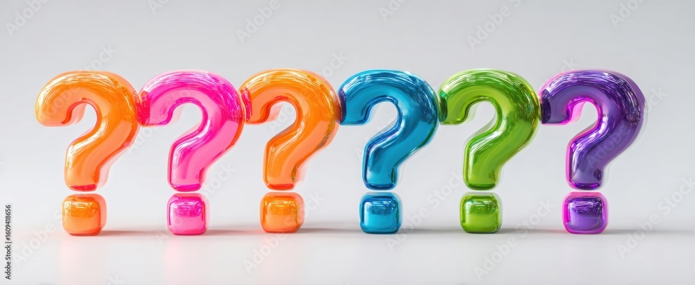 Poster the colorful question marks representing curiosity and inquiry in design