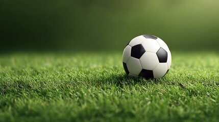 Obraz premium Soccer ball on grass field minimal background for banner or sports design with space for text or branding