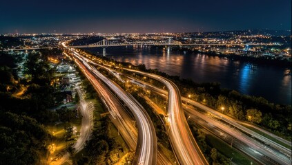 City highway at night with light trails (1)