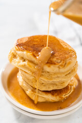 Stack of Pancakes with Buttery Syrup Drizzle