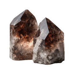 An eco-friendly smoky quartz bookend pair isolated on transparent background