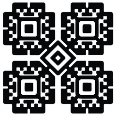 Geometric Black and White Abstract Design Four-Square Pixel Art