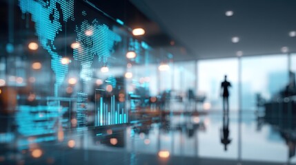 Global data display in a modern office.