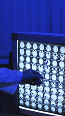 Doctor and MRI. MRI. Doctor in a white coat. High-quality photo.