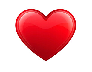 Flat Red Heart Icon with Smooth Curves, Minimal Vector Style, Centered on Transparent Background.