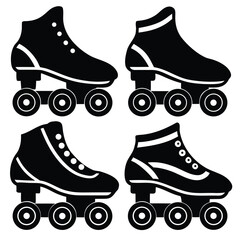 Roller Skates Icons Retro, Sport, Fun