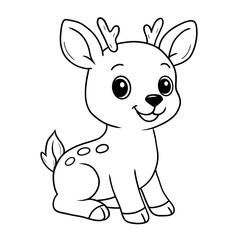 Whimsical deer line art in simple cartoon style. Great for kids’ coloring sheets, forest animal printables, homeschool activities, and educational use. Clean hand-drawn lines, original artwork