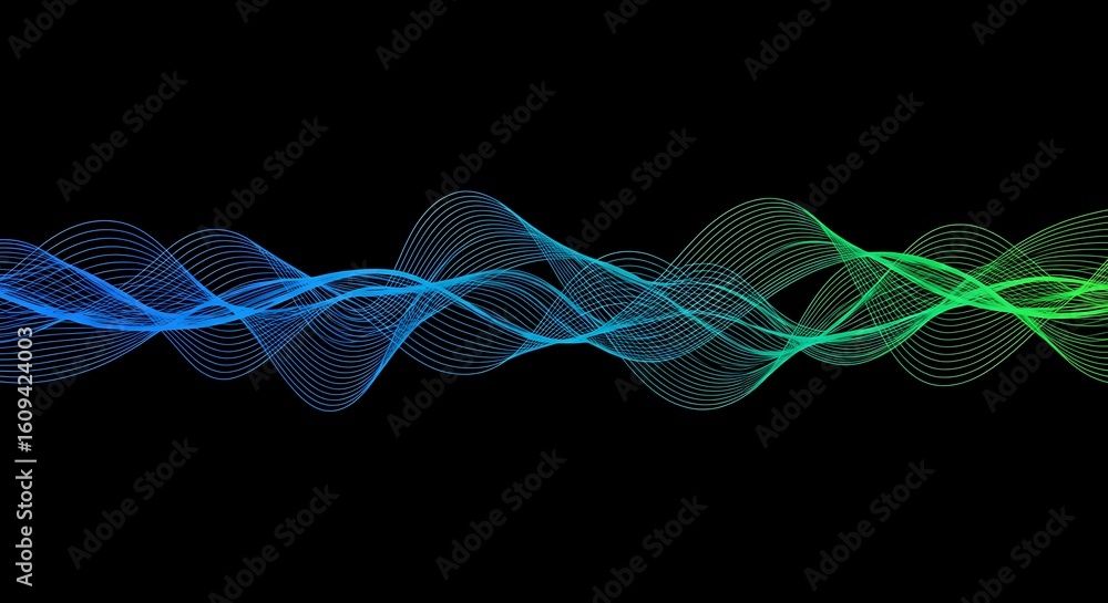 Poster abstract gradient wave pattern on a black background provides visual movement