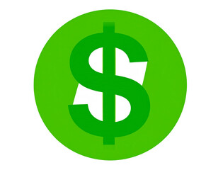 Obraz premium Flat Dollar Sign Icon in Bold Green, Minimal Vector Style, Centered and Isolated,And transparent the background.