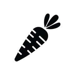 Minimalist black filled icon of a single carrot