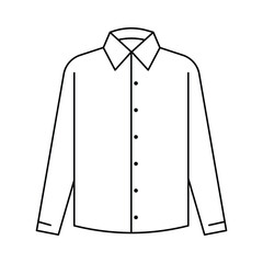 Formal shirt, long sleeve button top icon vector illustration for office wear, fashion clothing, outline design, minimal garment, apparel symbol.