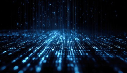 Abstract digital rain cascading on a grid