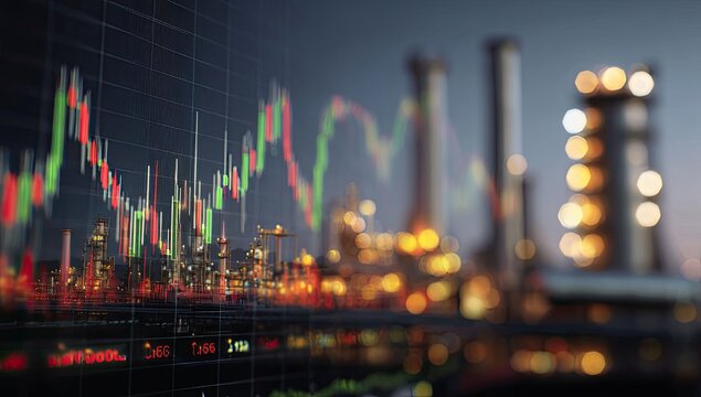 Financial market trends over industrial landscape