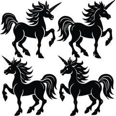 Mythical Unicorn & Alicorn Silhouettes