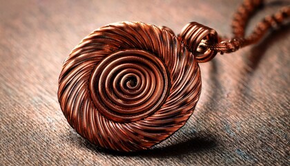 hammered copper spiral necklace abstract design rustic and handcrafted by artisans
