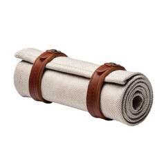 A canvas cord organizer roll with leather wrap isolated on transparent background