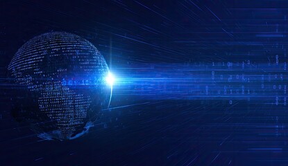 Digital globe in a dark blue hyperspace